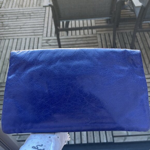 BALENCIAGA Agneau Giant 21 Rose Gold Hardware Envelope Clutch Bleu Lavande - Picture 3 of 14